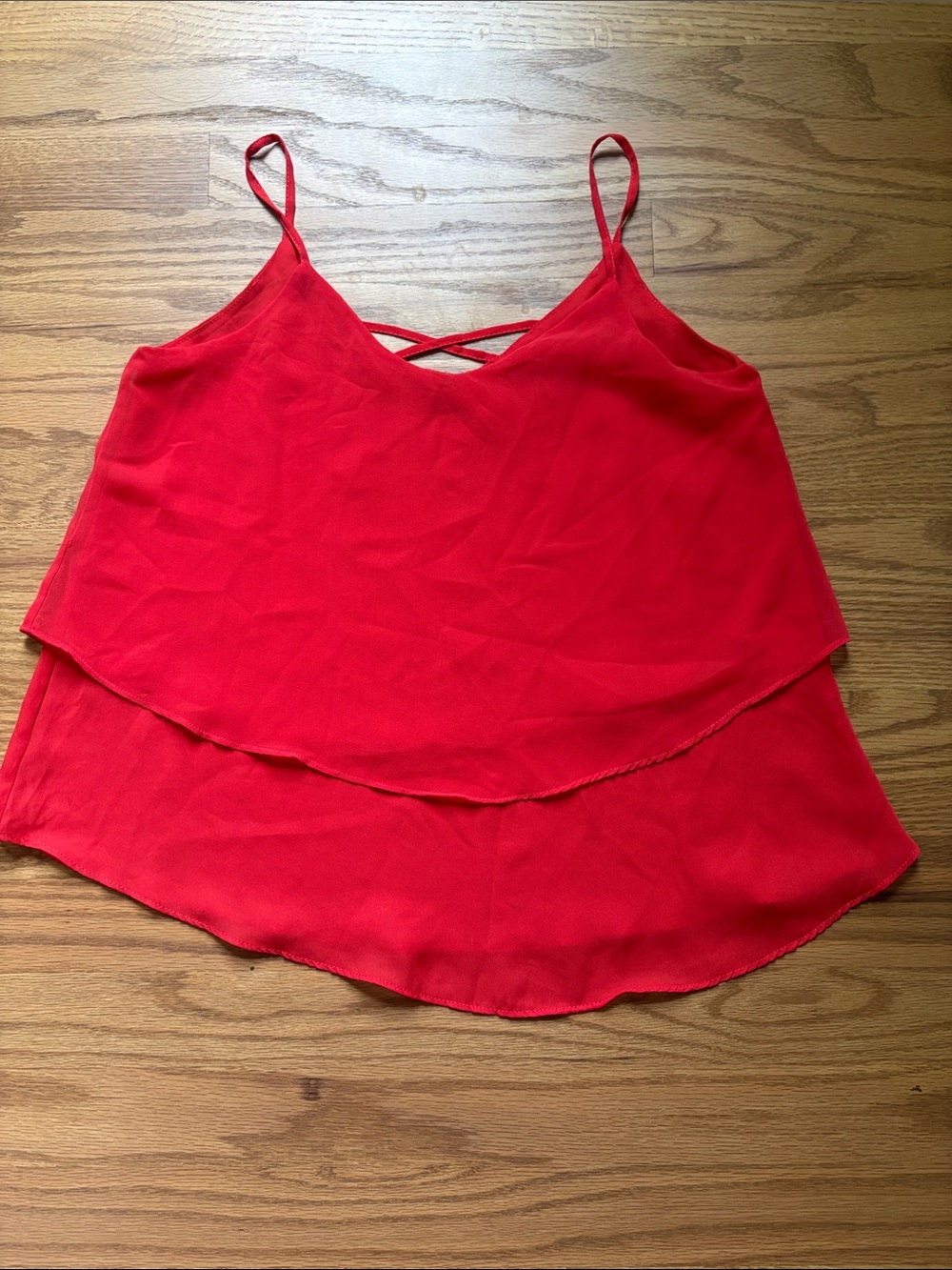 Women's Red Layered Spaghetti Strap Tank Top